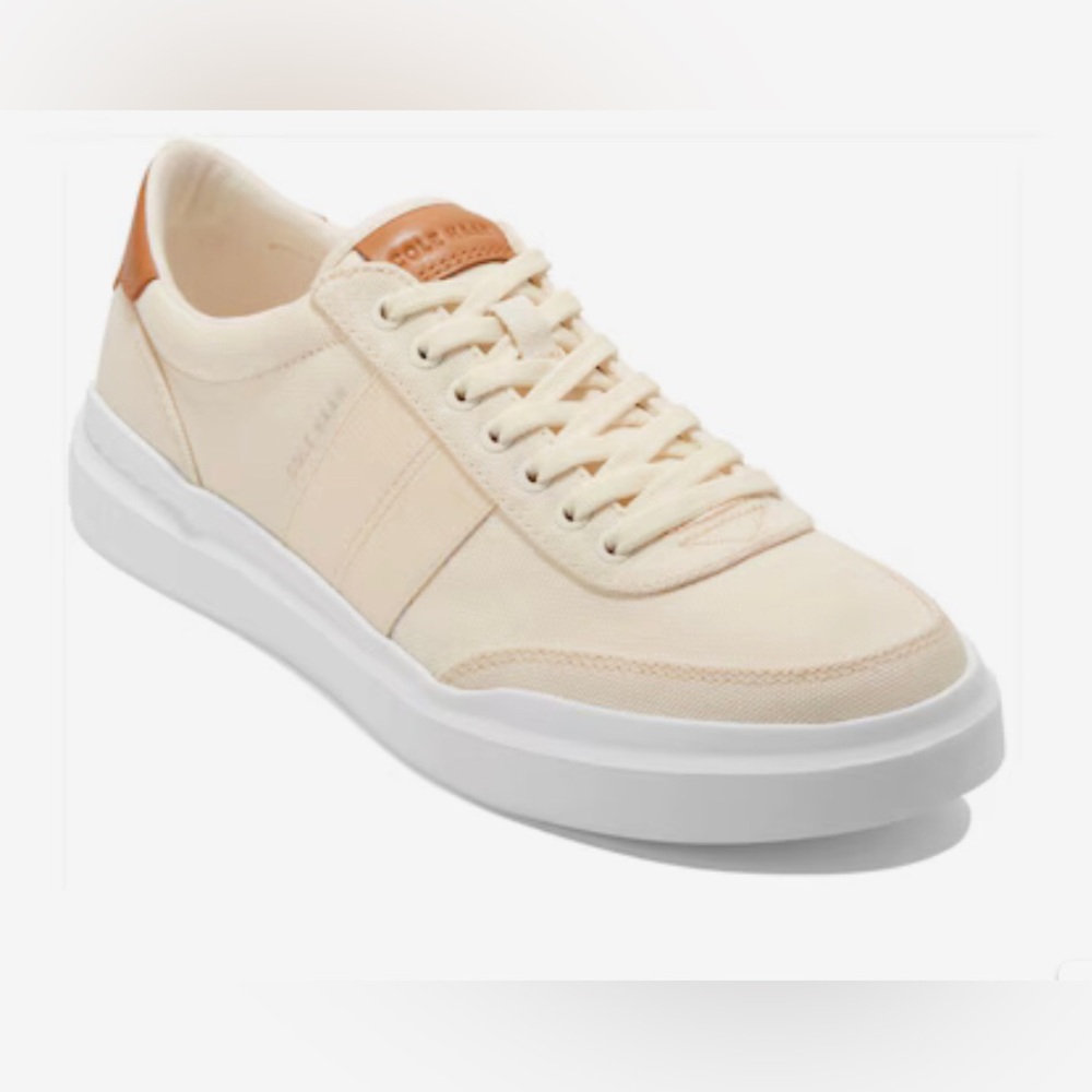 Cole Haan Mens Size 10.5 Med GrandPro Rally Canvas Court Sneaker Ivory Tan  New